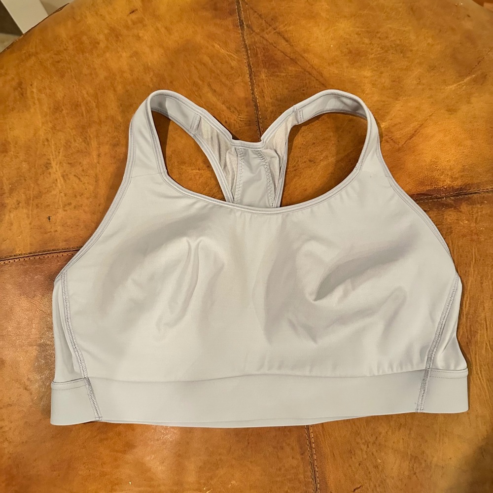 Athleta Hustle Bra Light Blue Grey High Impact Racerback Mesh 40D/DD Gorpcore